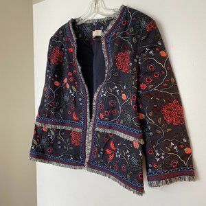 Loft PLUS Navy Embroidered Blazer - 14